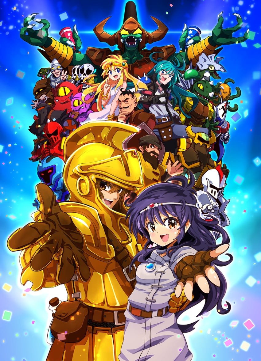 德鲁亚加之塔、black knight (druaga)、blue knight (druaga) 2名女孩 6个以上男孩 水色发 铠甲 装甲裙