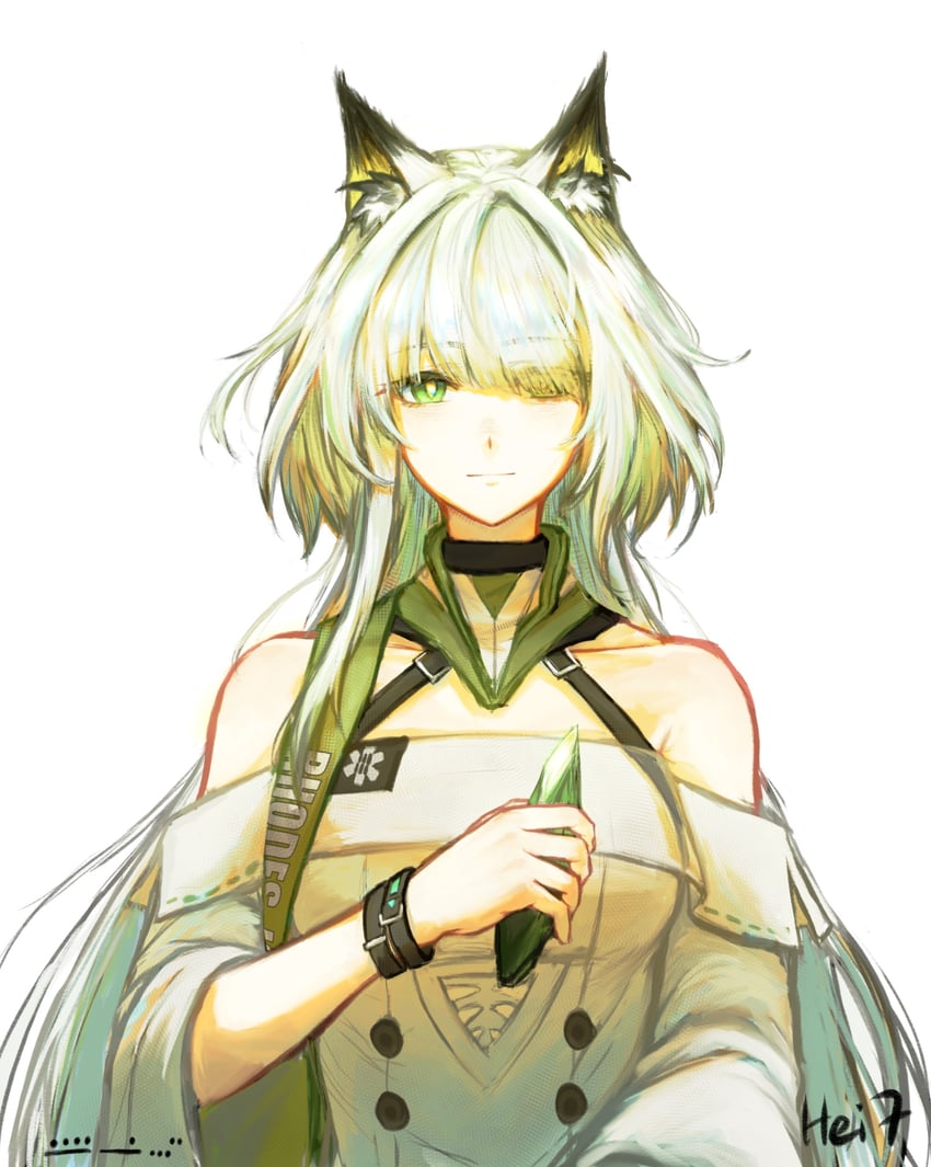 明日方舟、凯尔希 (明日方舟)、凯尔希·艾斯帕兰塔 (明日方舟) 1名女孩 兽耳毛 兽耳 作者名 露肩