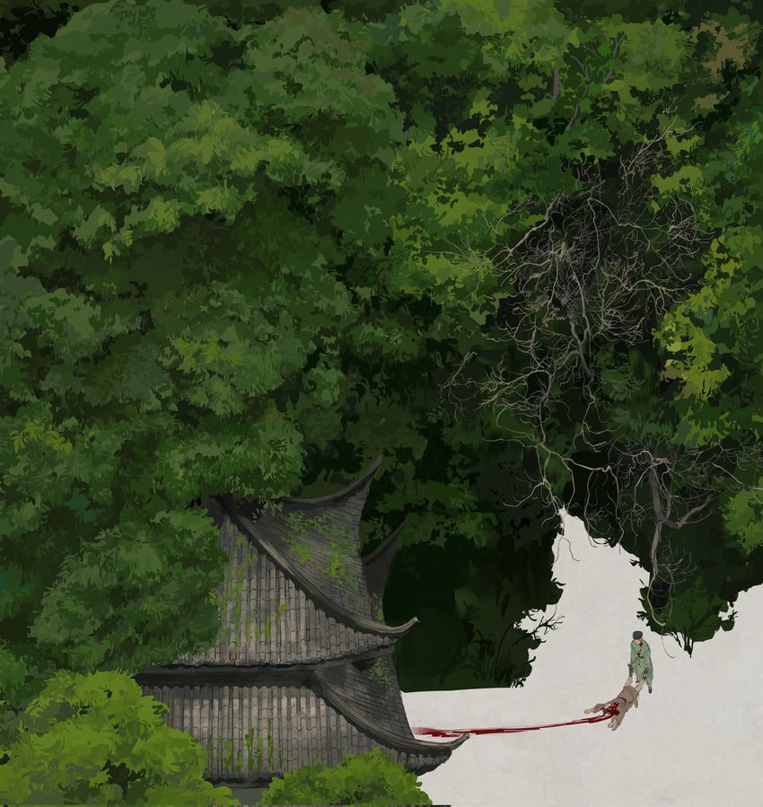 原创 2个男孩 建筑 枯树 腰带 黑色皮带