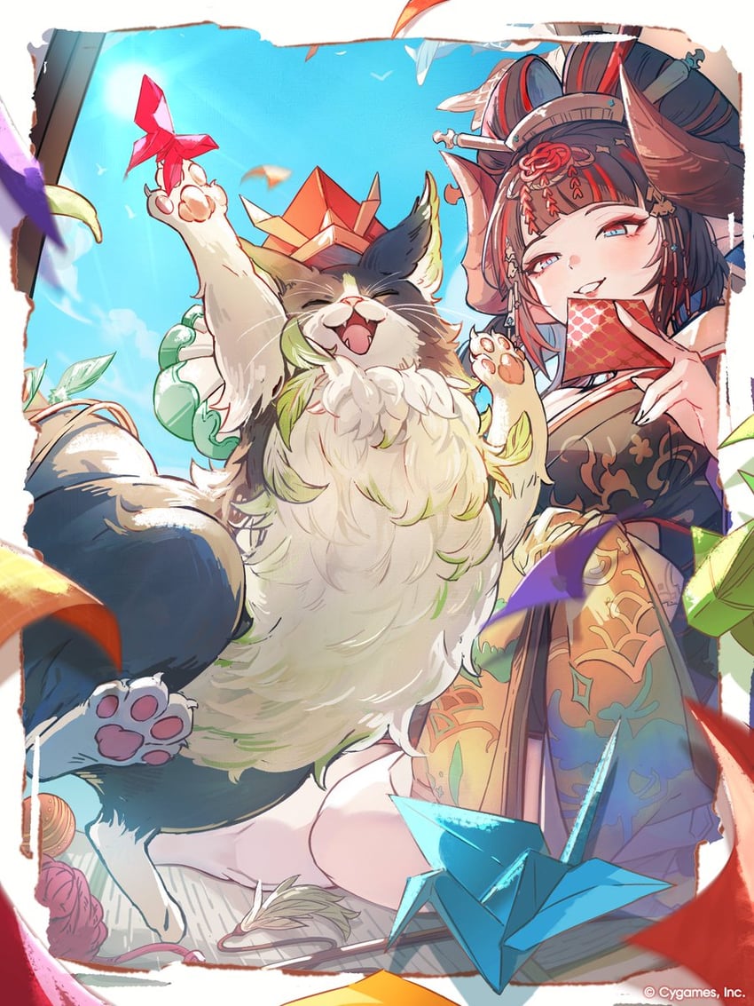 碧蓝幻想、艾维雅 (碧蓝幻想)、utsusemi (granblue fantasy) 2名女孩 微笑 举手 露肩 黑发
