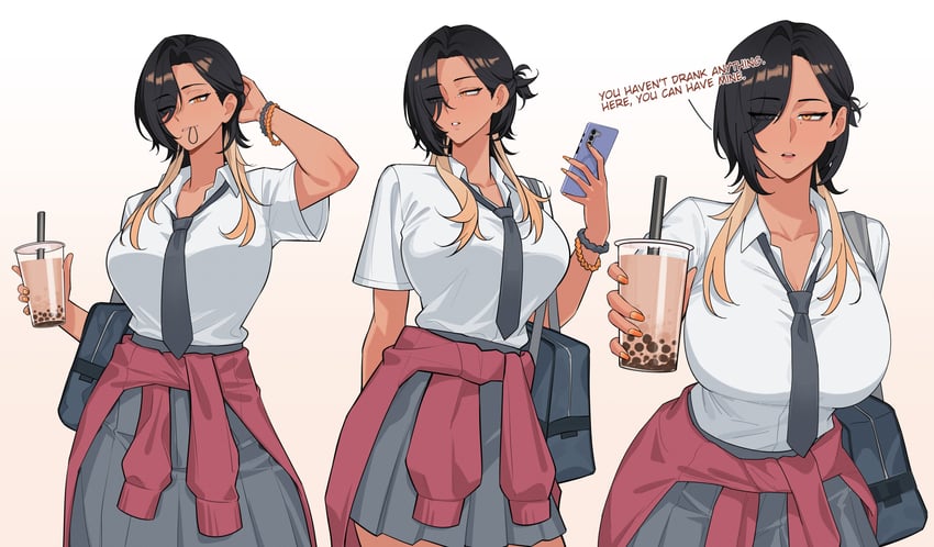 原创、萤（Nokaa Aru） 1名女孩 包 黑包 黑发 黑色领带