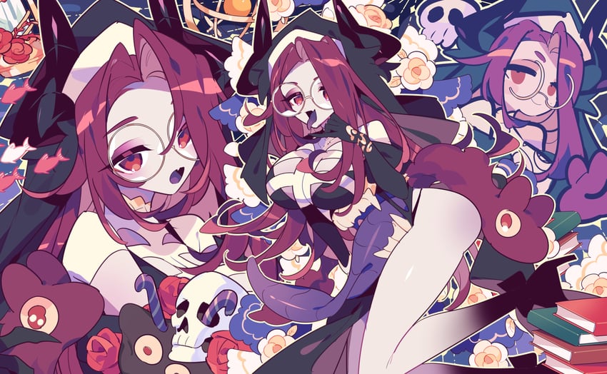 个人势虚拟主播、Giwi (VTuber) 1名女孩 屁股 黑色连衣裙 黑色手部 黑角