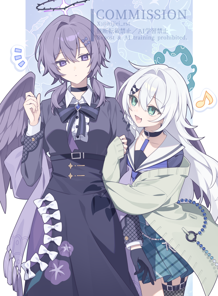 原创 2名女孩 :D 抱住手臂 黑色蝴蝶结 黑色项圈