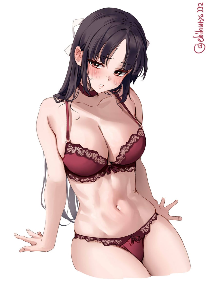 舰队Collection、飞鹰 (舰队收藏) 1名女孩 作者名 脸红 蝴蝶结 蝴蝶结文胸