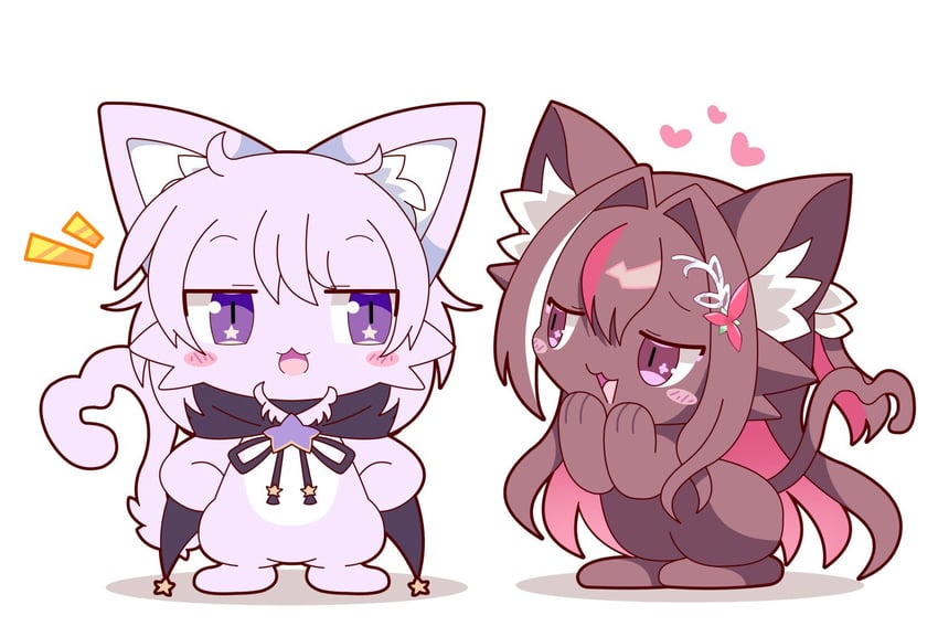 Hololive、AZKi、猫又小粥 2名女孩 猫脸笑 兽耳毛 兽耳 腮红贴纸