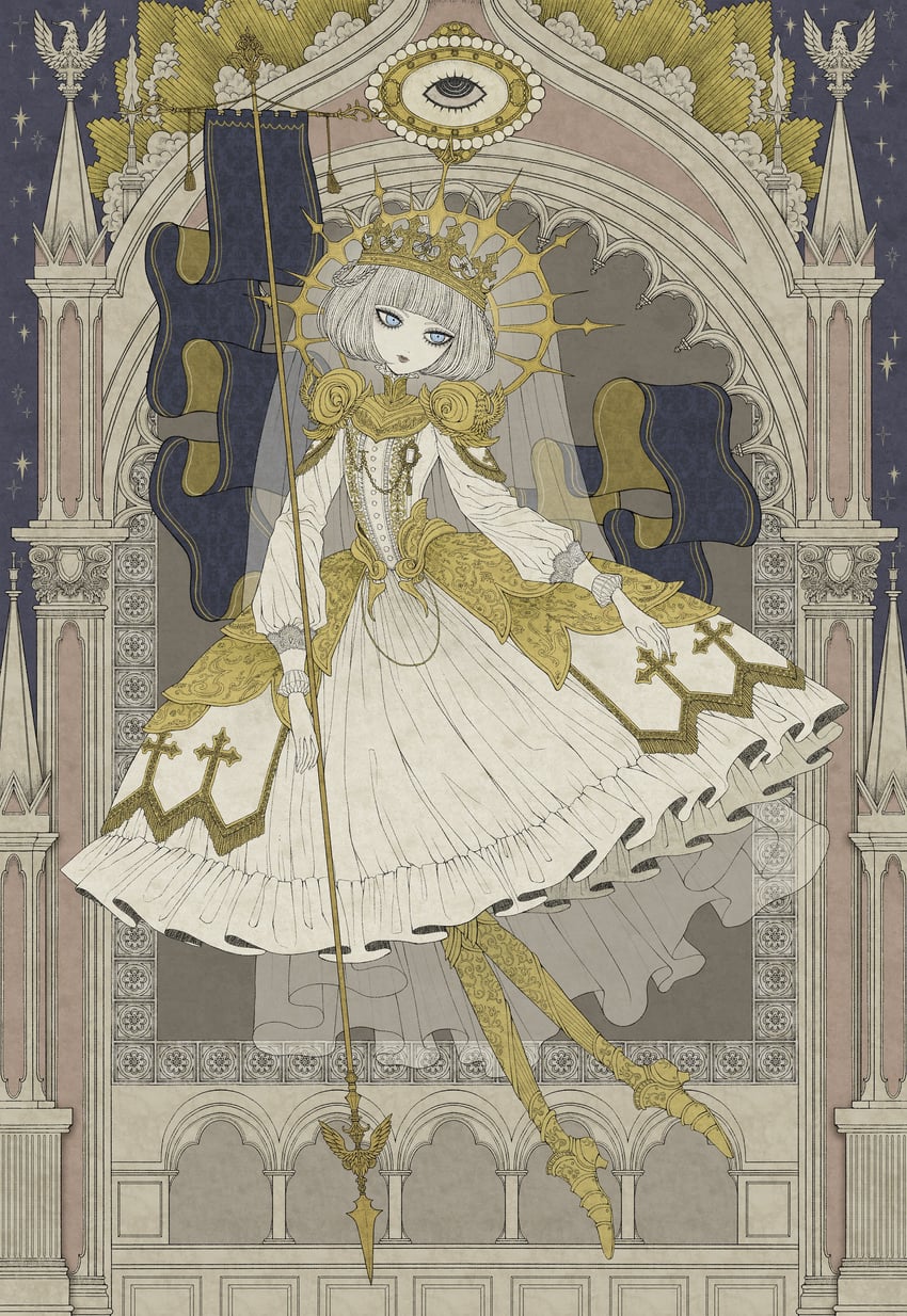 二次元插画 1名女孩 饰绪 铠甲 横幅 蓝眼