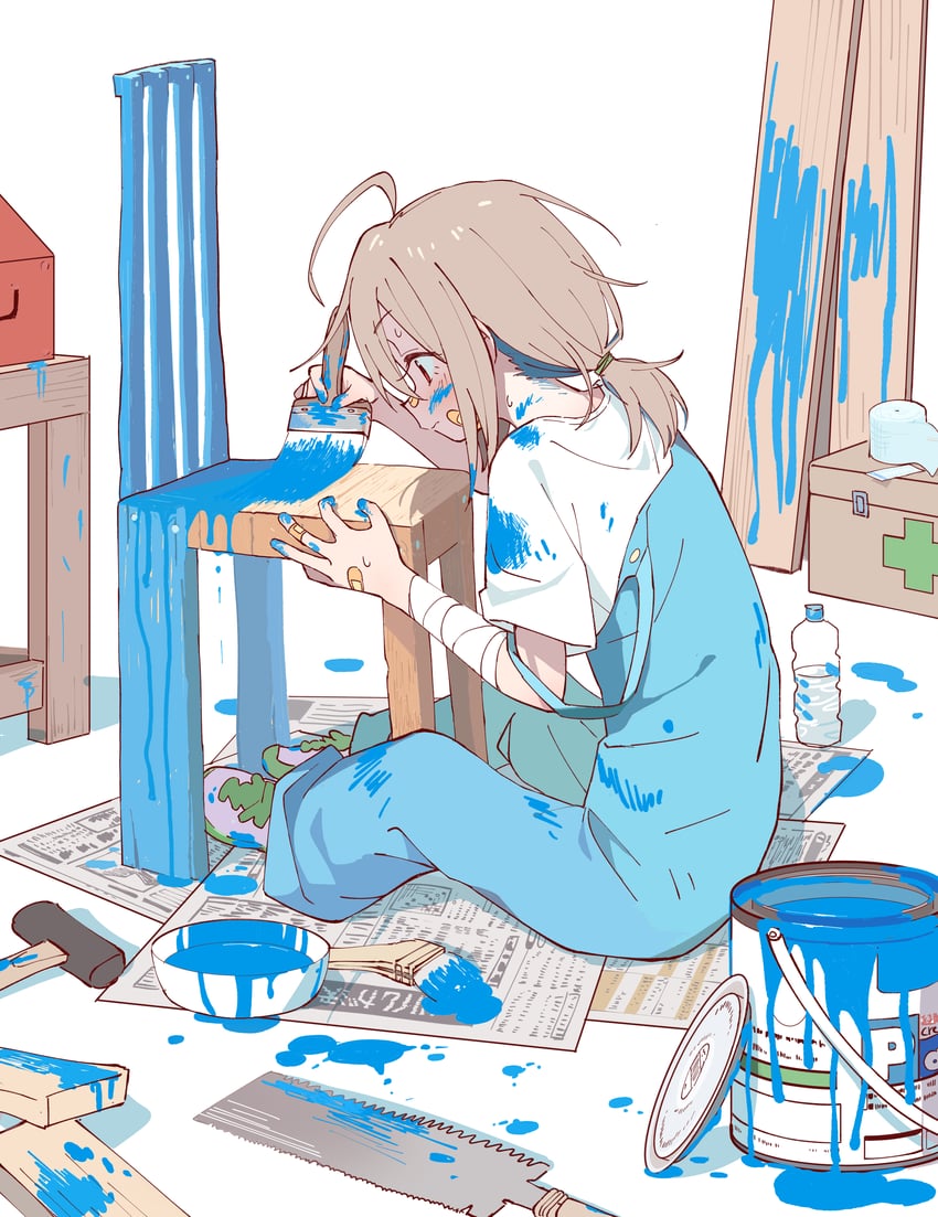 Do It Yourself!!、结爱芹富 1名女孩 包扎的手臂 绷带 创可贴 手臂上的绷带