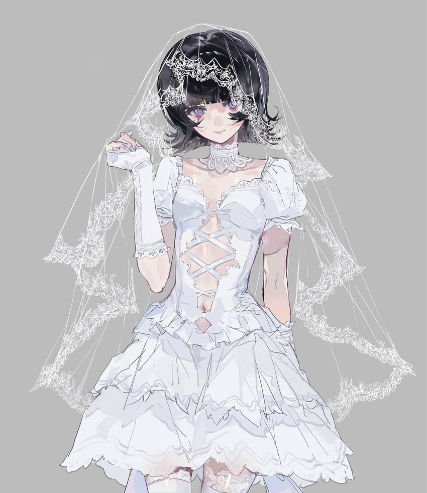 原创 1名女孩 画师本人 黑发 蓝眼 乳房