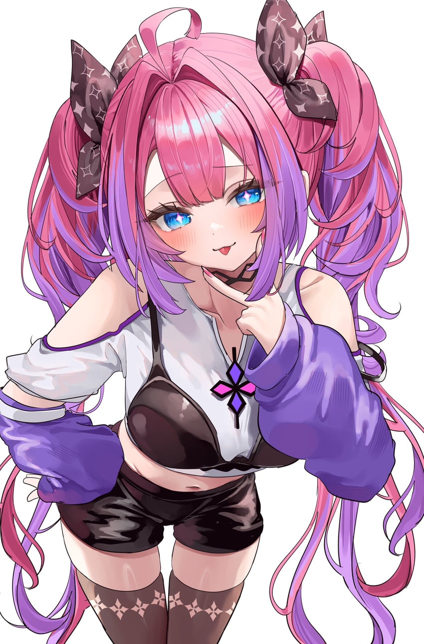Hololive、hololive DEV_IS、Kikirara Vivi 1名女孩 :p 呆毛 护臂 黑色蝴蝶结