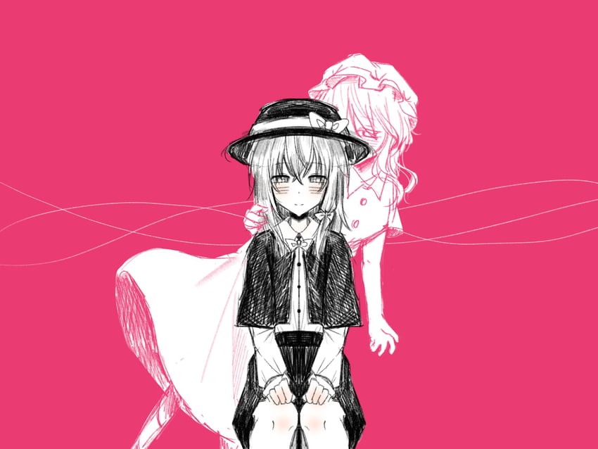 临终之际 (Vocaloid)、东方Project、VOCALOID 2名女孩 脸红 蝴蝶结 纽扣 小披肩