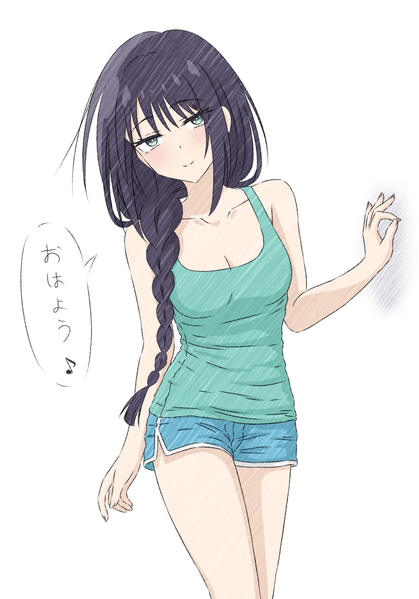 超辉夜姬!、坂寄伊吕波 1名女孩 黑发 蓝色短裤 辫子 乳房