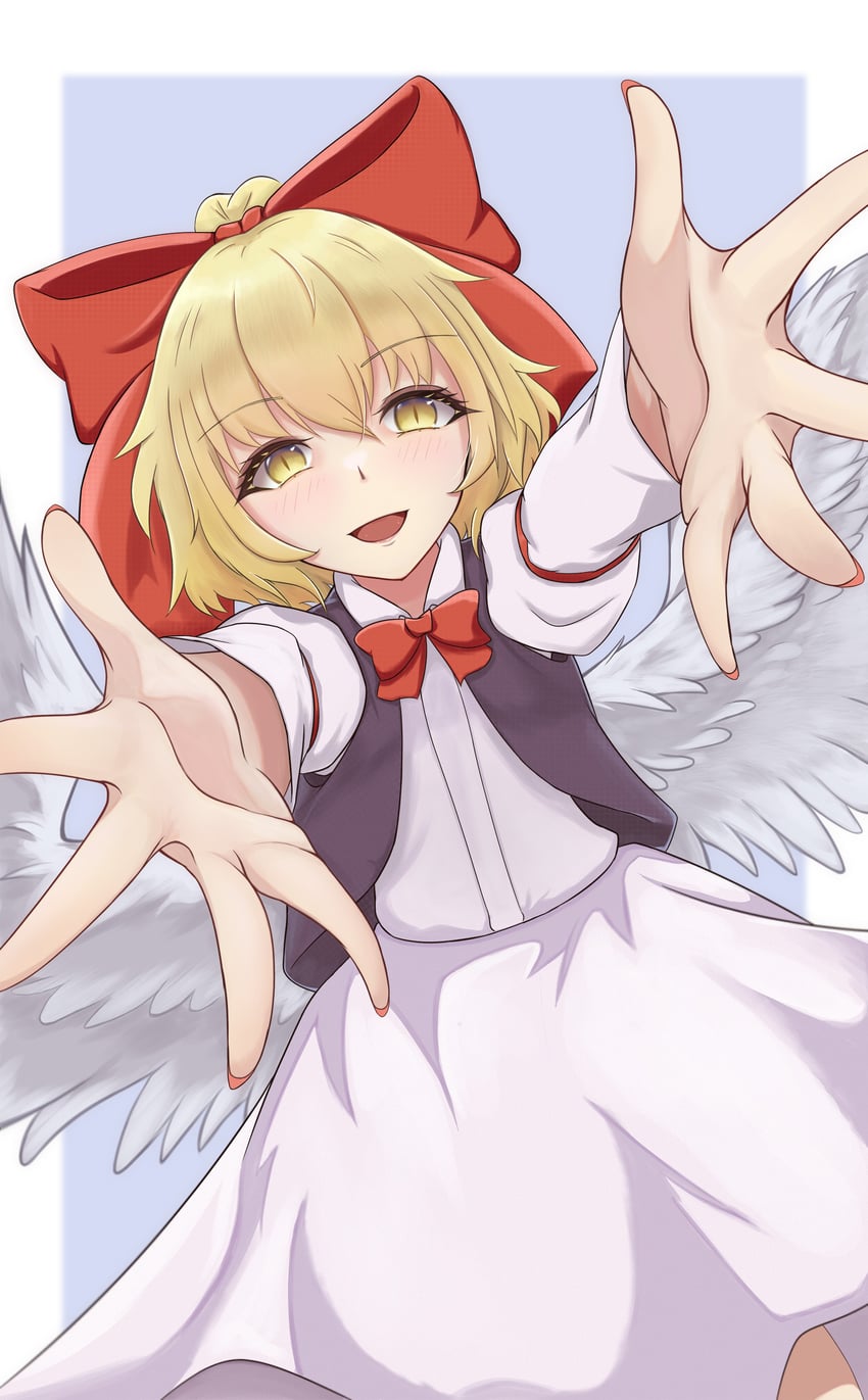 东方Project、东方Project (PC-98)、幻月 (东方Project) 1名女孩 :D 金发 边框 蝴蝶结