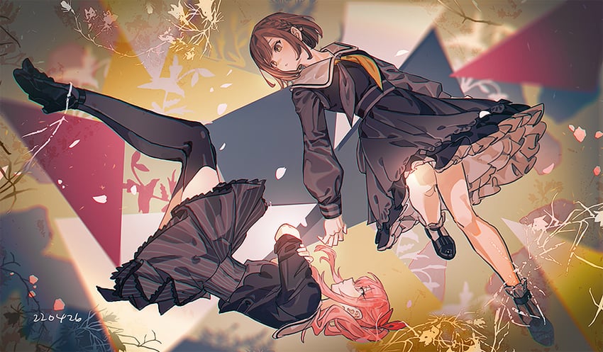 charles (vocaloid)、世界计划、晓山瑞希 1名女孩 1个其他角色 中性 黑鞋 黑色过膝袜