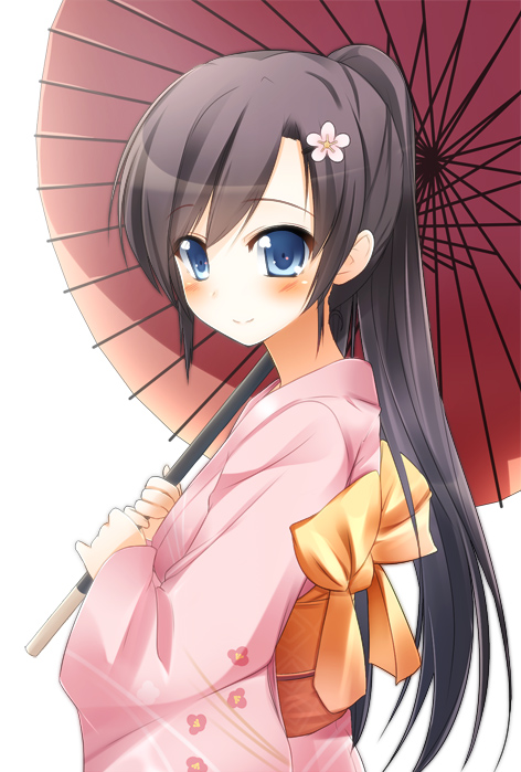 原创 1名女孩 后背蝴蝶结 黑发 蓝眼 脸红