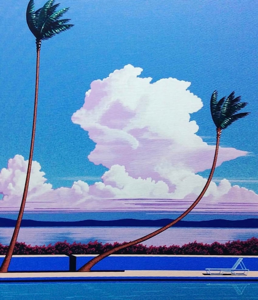 原创 蓝天 灌木 椅子 云 白天