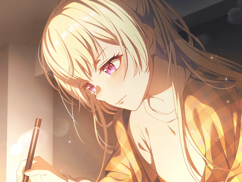 BanG Dream!、少女乐团派对！、白鹭千圣 1名女孩 金发 脸红 仰视视角 侧视