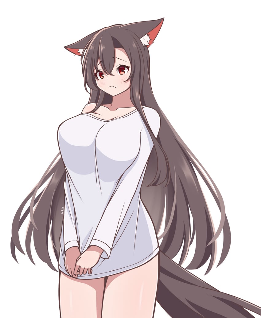 东方Project、今泉影狼 1名女孩 替换服装 兽耳毛 兽耳 没穿下装