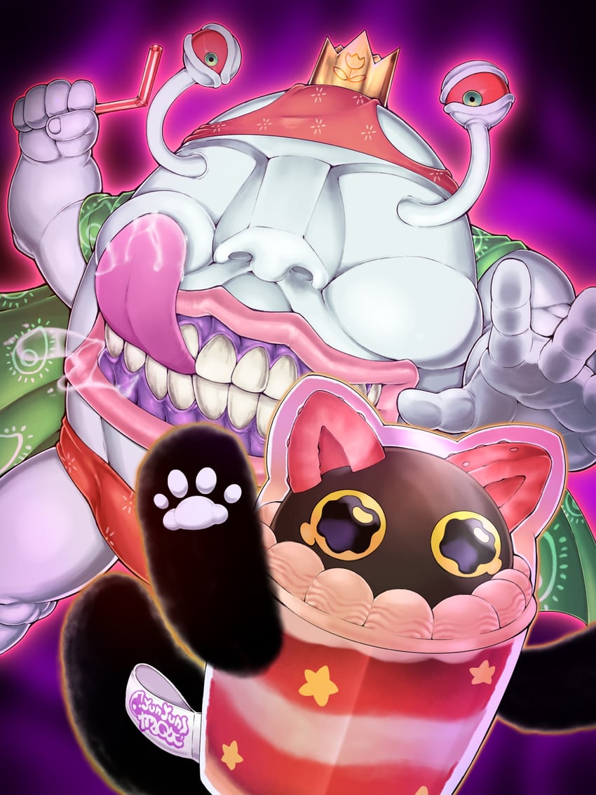 游戏王、Cupsy Yummy、ojama king 动物主题食物 黑猫 斗篷 猫 猫爪