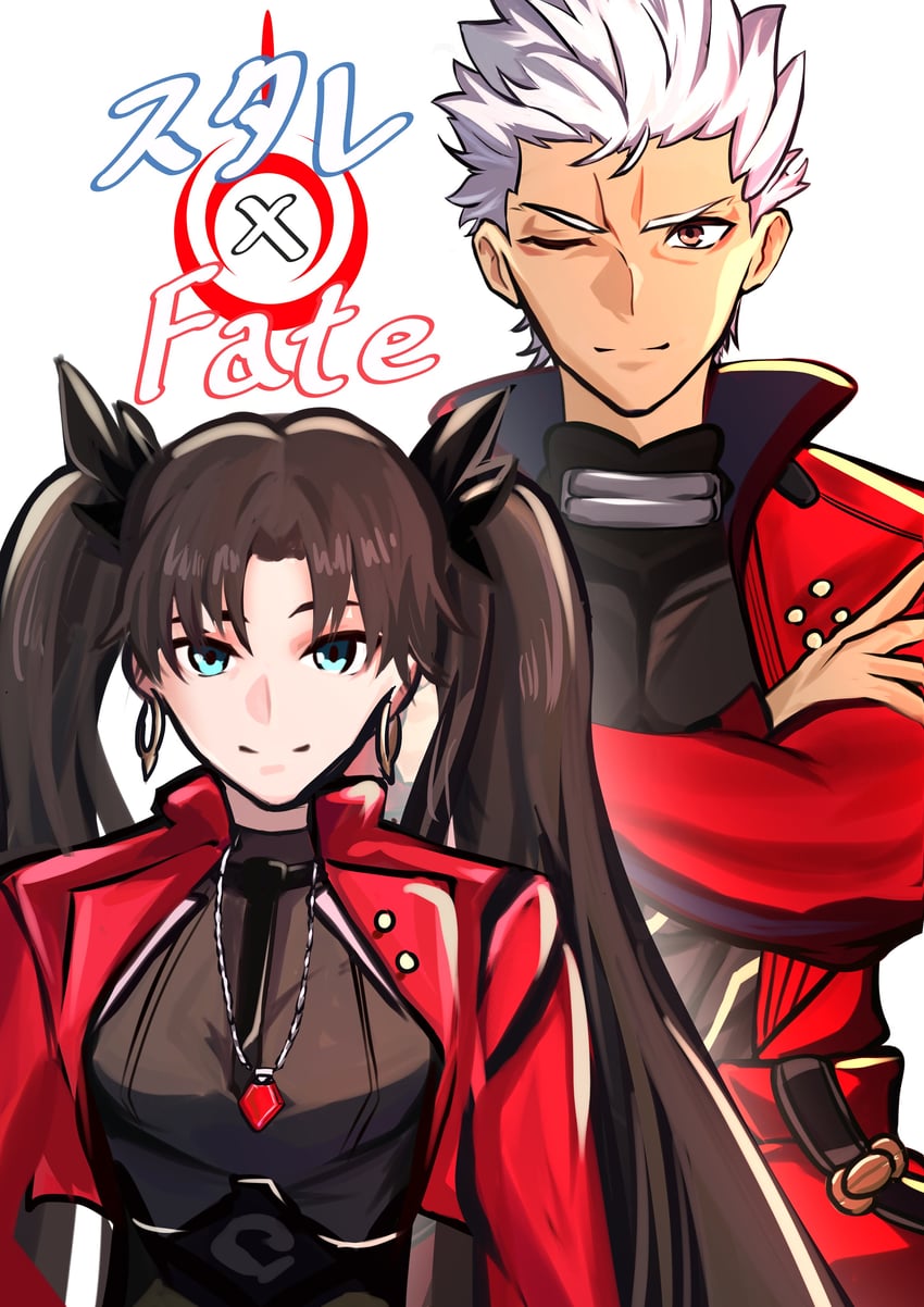 Fate/stay night、Fate系列、崩坏：星穹铁道 1名男孩 1名女孩 黑色领带 黑衬衫 蓝眼