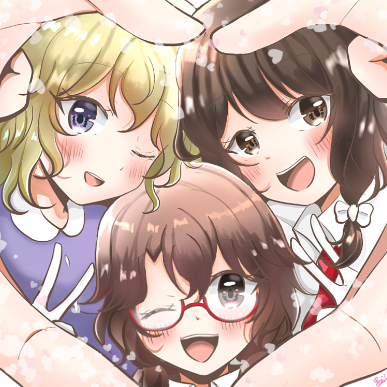 东方Project、玛艾露贝莉·赫恩、宇佐见莲子 3人女子 :D 金发 蝴蝶结 棕眼睛