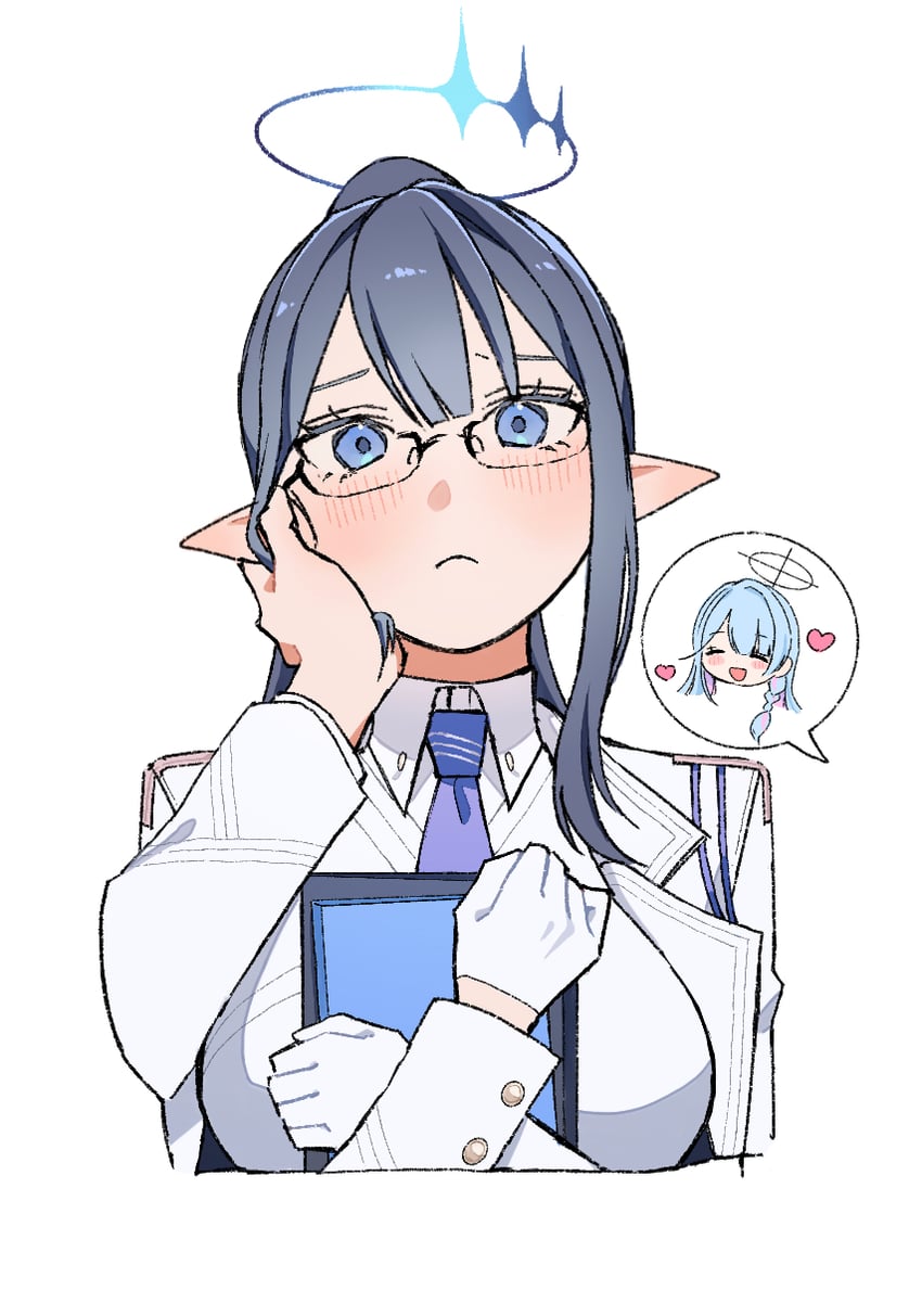 蔚蓝档案、联邦学生会长、凛 (蔚蓝档案) 2名女孩 :D 蓝眼 蓝发 蓝色光环