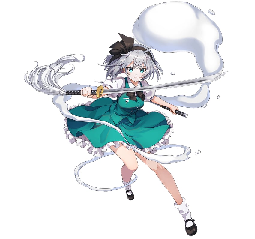 东方Project、东方阿尔卡迪亚记录、魂魄妖梦 1名女孩 黑色蝴蝶结 黑色蝶形领结 黑色发带 黑鞋