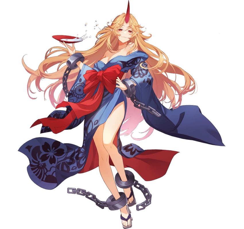 东方Project、东方阿尔卡迪亚记录、星熊勇仪 1名女孩 酒 露肩 金发 蓝色和服