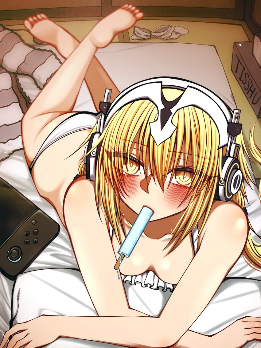 Fate/Grand Order、Fate系列、贞德 (Fate) 1名女孩 露肩 赤脚 金发 脸红