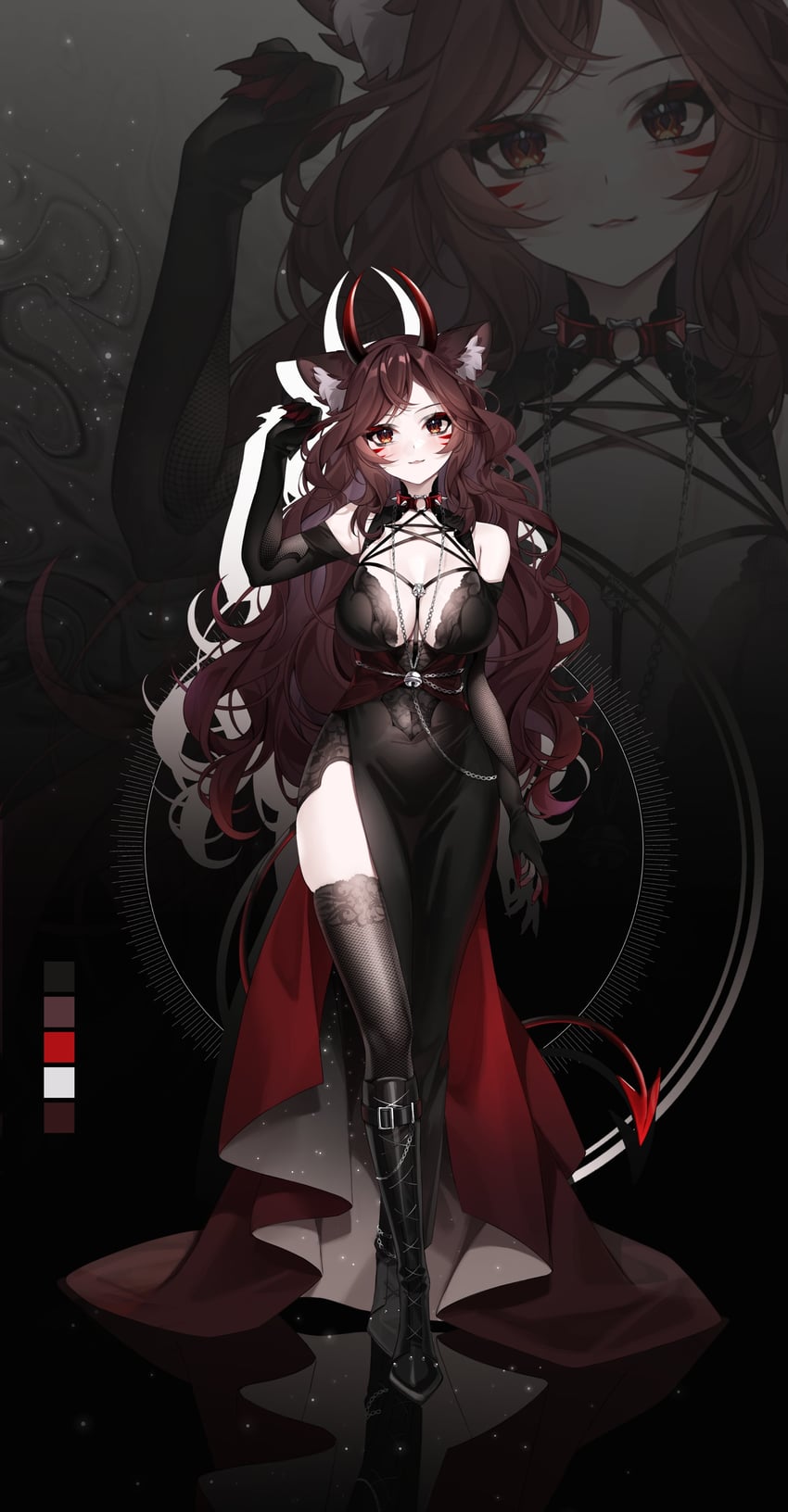 个人势虚拟主播、doom cat 1名女孩 兽耳毛 兽耳 铃铛 黑色靴子