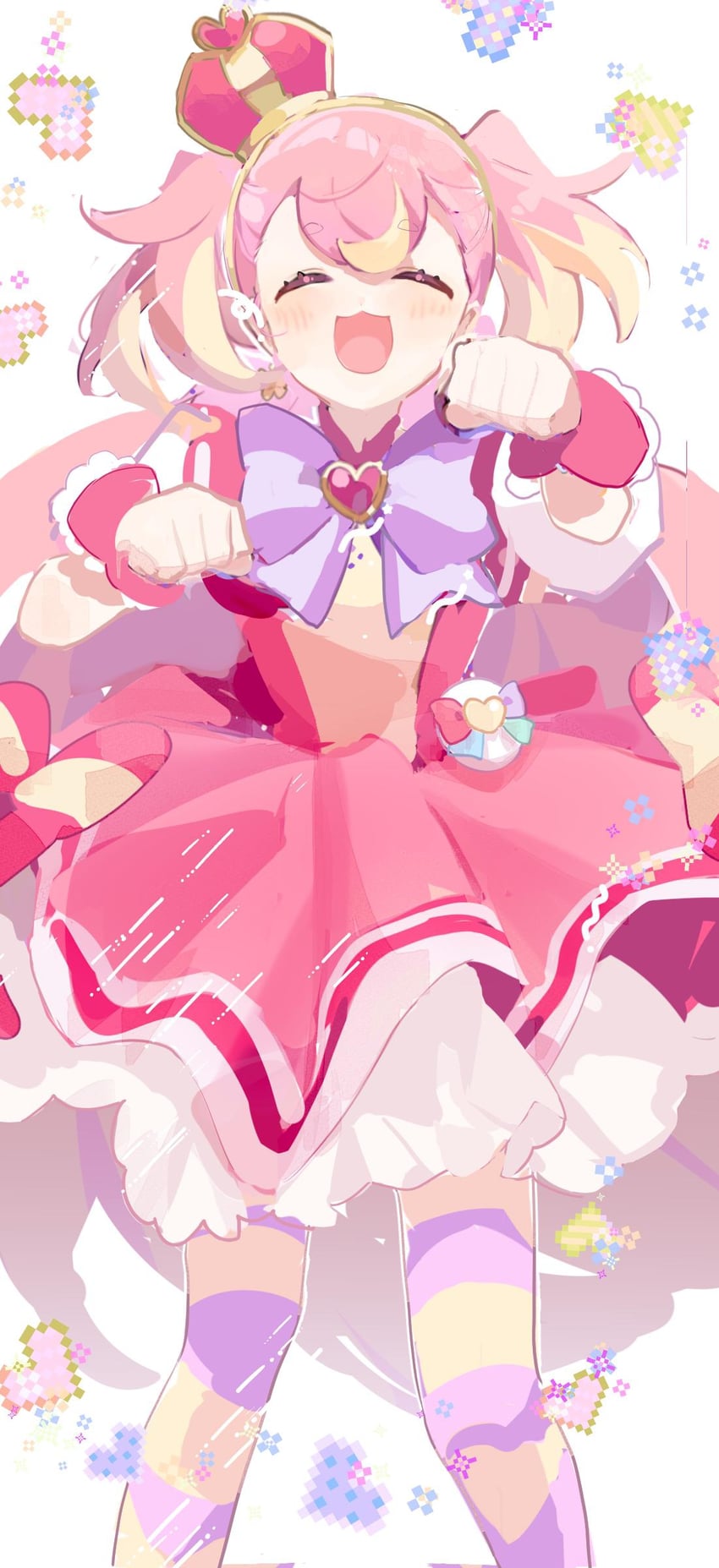 光之美少女、Wonderful Precure!、奇妙天使 1名女孩 蝴蝶结 闭眼 皇冠 连衣裙