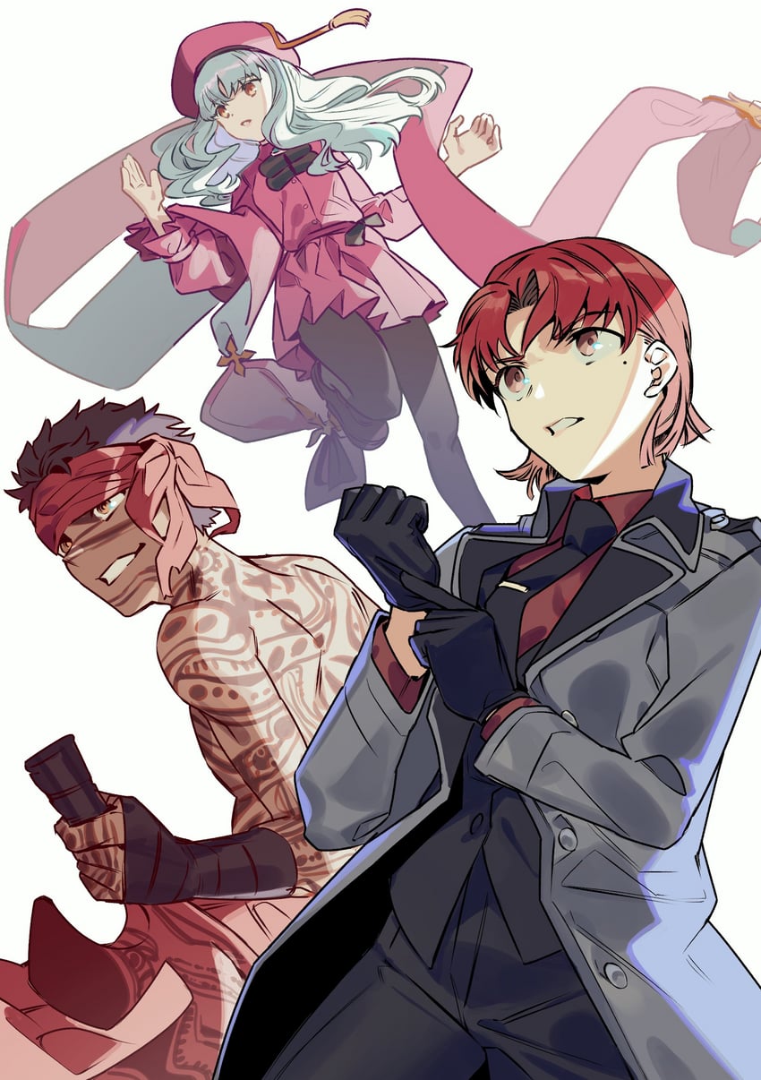 Fate/Grand Order、Fate/hollow ataraxia、Fate系列 1名男孩 2名女孩 整理衣服 整理手套 贝雷帽