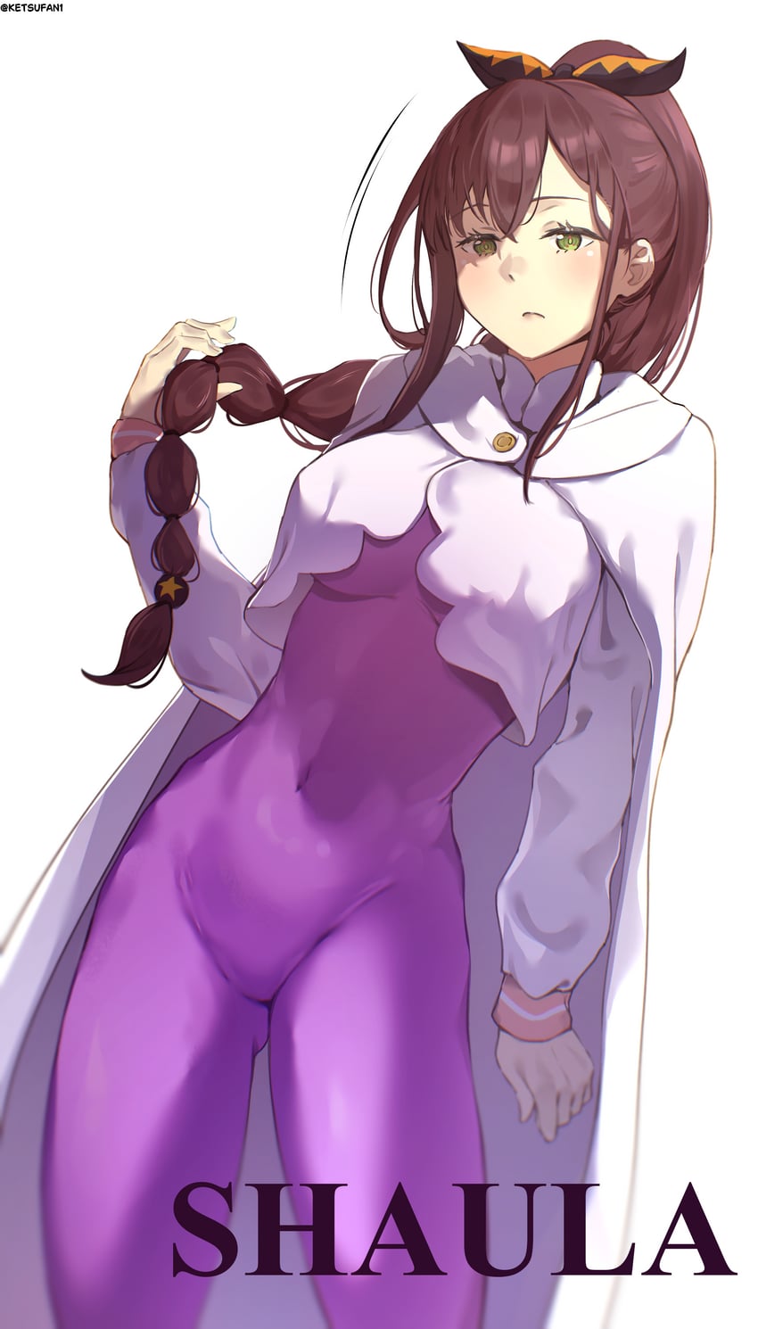Re:从零开始的异世界生活、爱蜜莉雅 (从零开始的异世界生活)、夏拉 (从零开始的异世界生活) 1名女孩 大腿间可见臀部 黑色丝带 紧身连体衣 辫子