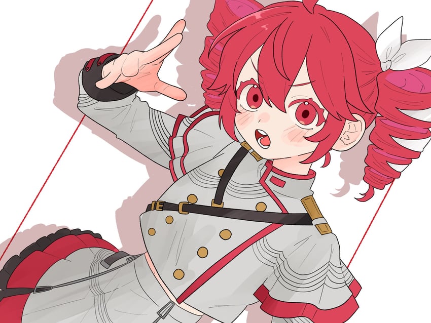 Synthesizer V、UTAU、重音Teto 1名女孩 呆毛 脸红 蝴蝶结 纽扣