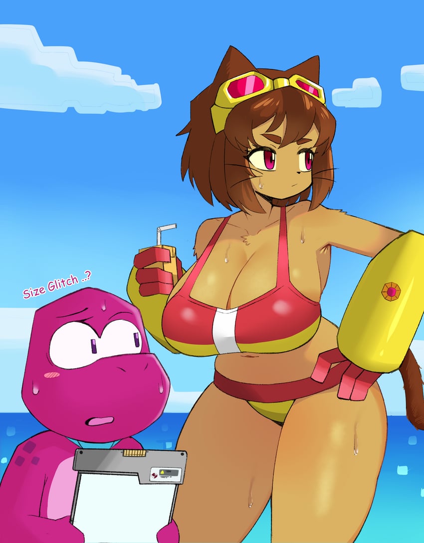 Gameoverse、Gobbles (GameOverse)、Kit Bodega 1名男孩 1名女孩 兽耳 比基尼 蓝天