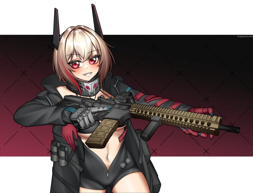 少女前线、少女前线2：追放、M4 SOPMOD II (少女前线) 1名女孩 突击步枪 枪 手持 持枪