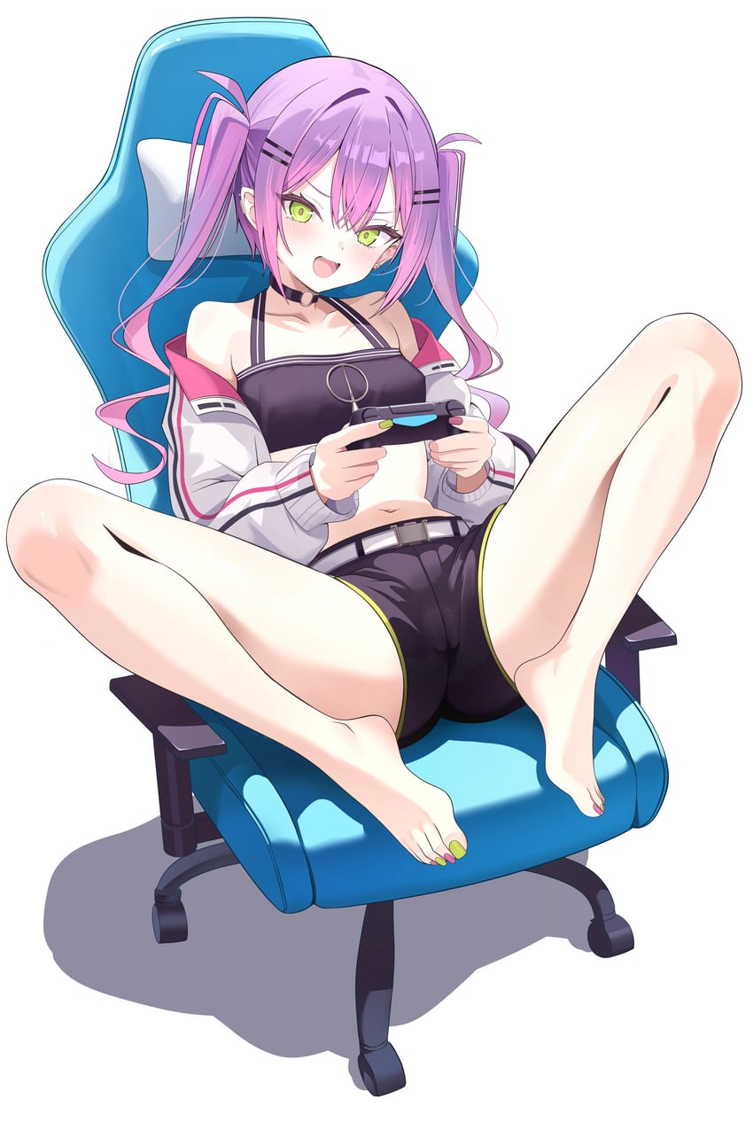 Hololive、常暗永远、常暗永远 (第一套服装) 1名女孩 :D 赤脚 腰带 黑色项圈