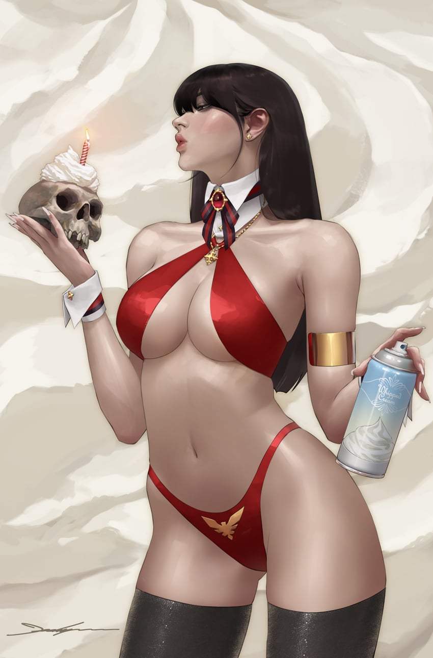 梵蓓娜、梵蓓娜 1名女孩 臂环 黑发 黑色过膝袜 吹蜡烛