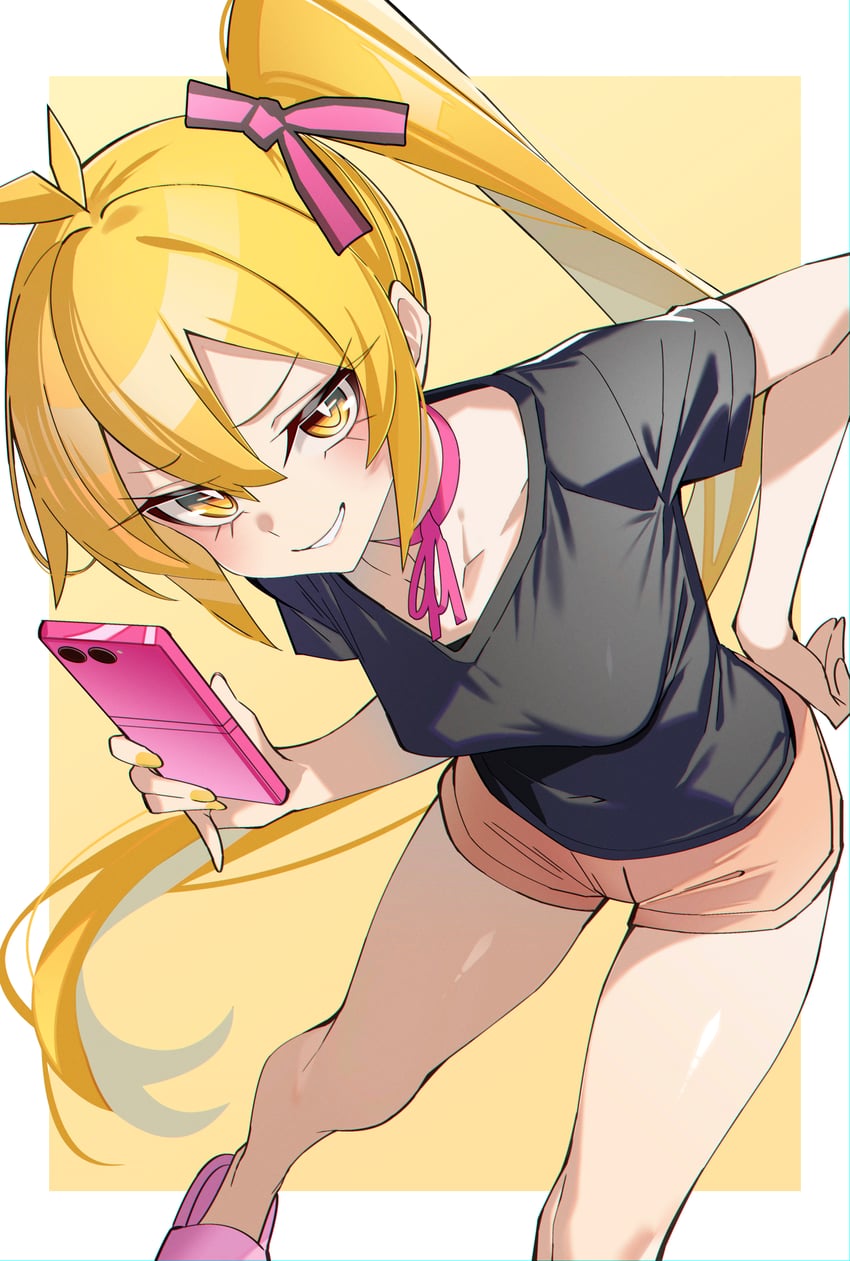 flop era (vocaloid)、VOCALOID、亚北音留 1名女孩 呆毛 黑衬衫 金发 边框