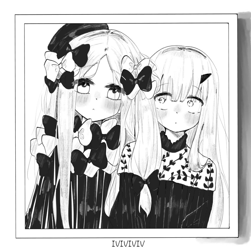 Fate/Grand Order、Fate系列、阿比盖尔·威廉姆斯 2名女孩 脸红 蝴蝶结 连衣裙 无表情