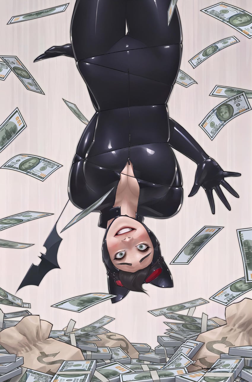 蝙蝠侠系列、DC漫画、猫女 1名女孩 包 黑色连体衣 紧身连体衣 乳房