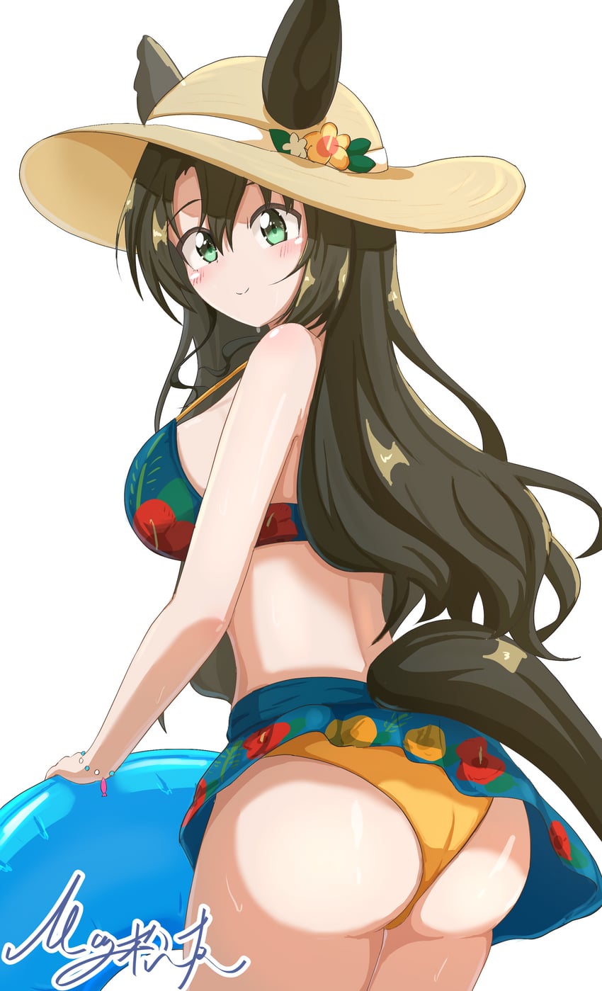 赛马娘、里见光钻 (阳光岛屿的辉煌) (赛马娘)、里见皇冠 (赛马娘) 1名女孩 兽耳 屁股 比基尼 乳房