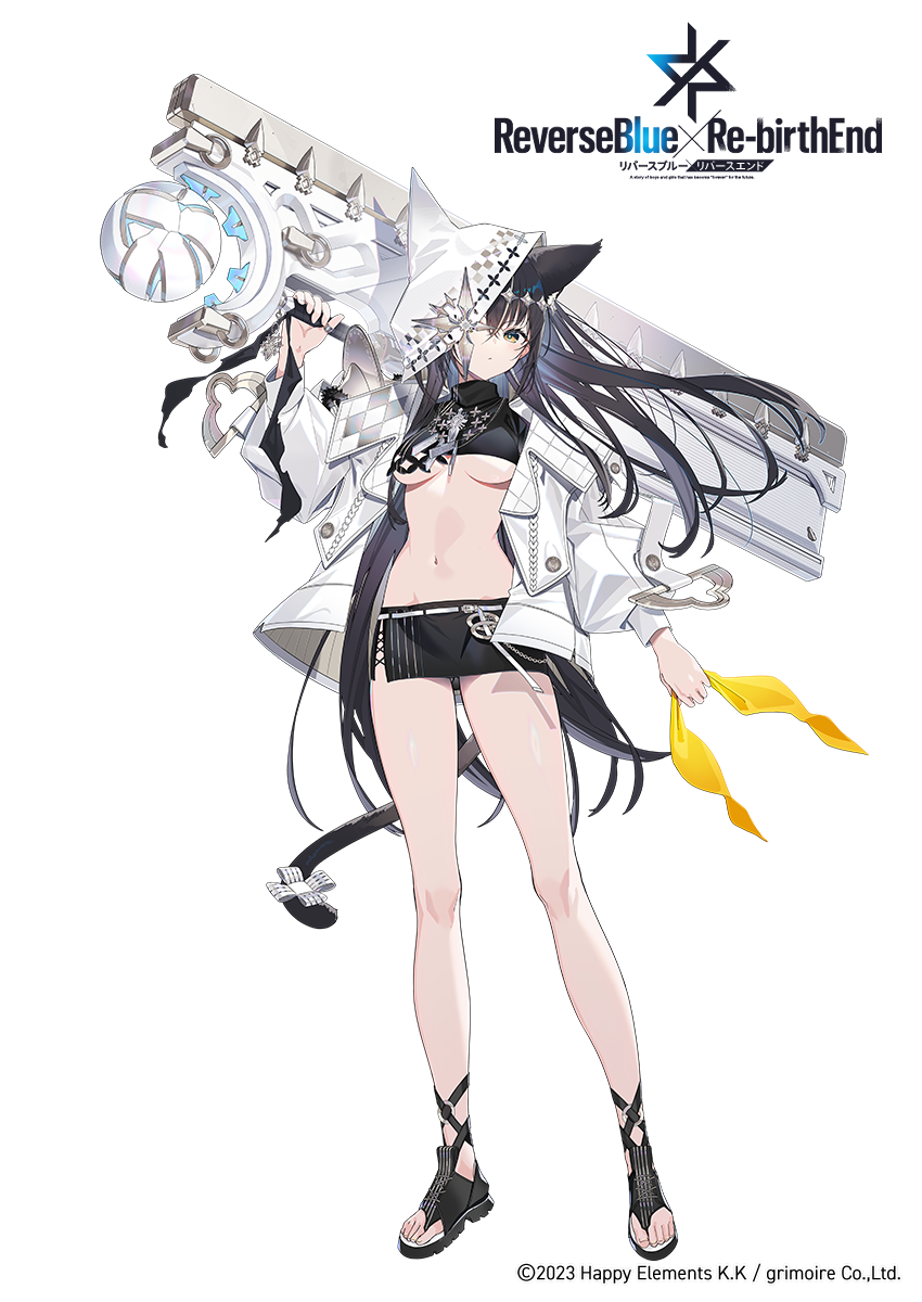 逆向蓝 × 再生端、希翁 (反转蓝色) 1名女孩 黑发 黑色裙子 乳房 版权名