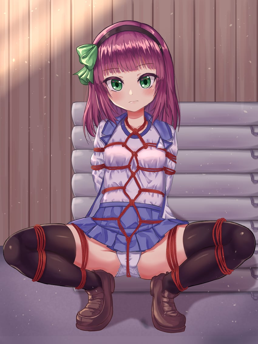 Angel Beats!、中村由利 1名女孩 BDSM 黑色发带 黑色过膝袜 蓝色水手领