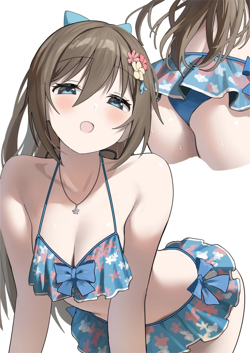Love Live!、Love Live! 虹咲学园学园偶像同好会、樱坂雫 1名女孩 四肢着地 屁股 臀部特写 露肩