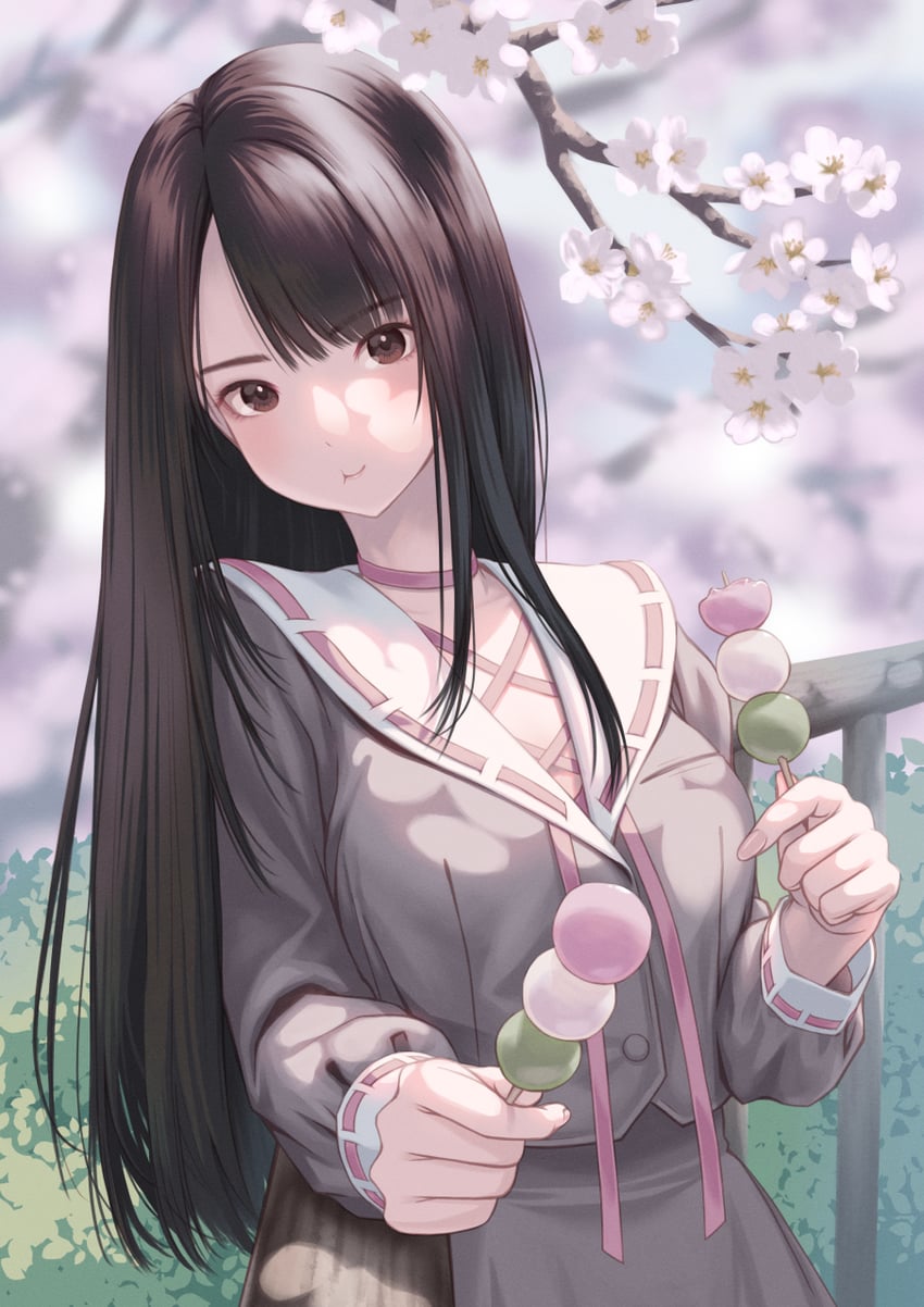 原创 1名女孩 :t 靠在栏杆上 黑发 模糊