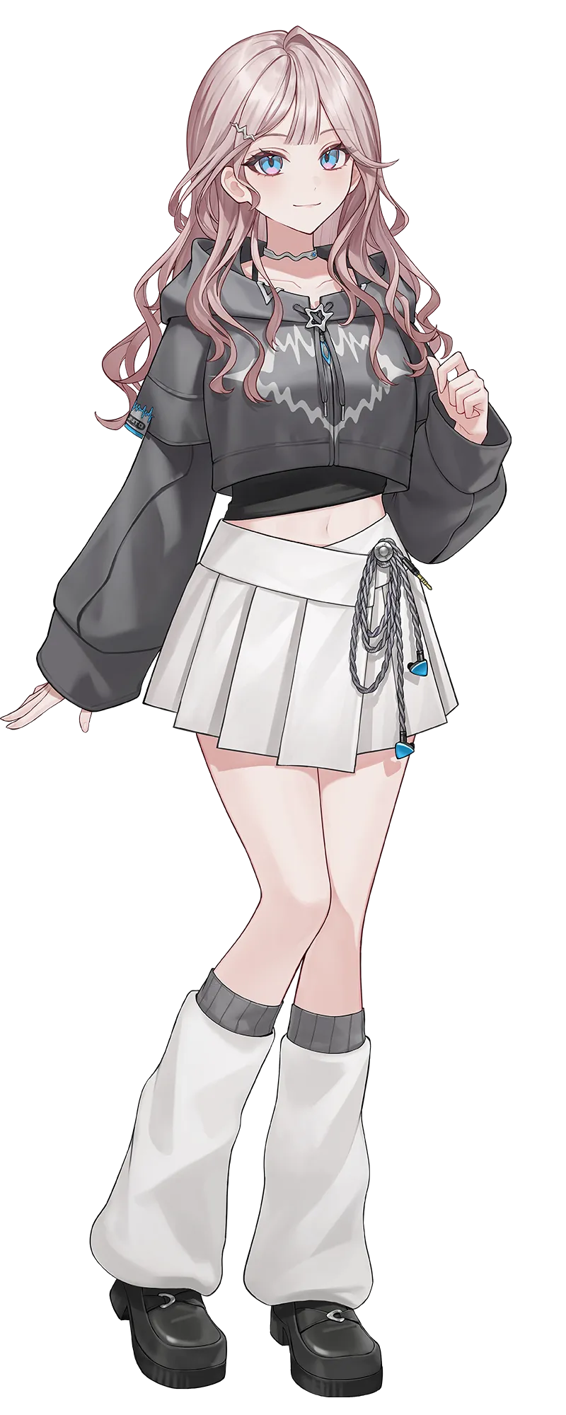 mekpark、宵凪音音 1名女孩 蓝眼 兜帽 连帽衫 长发
