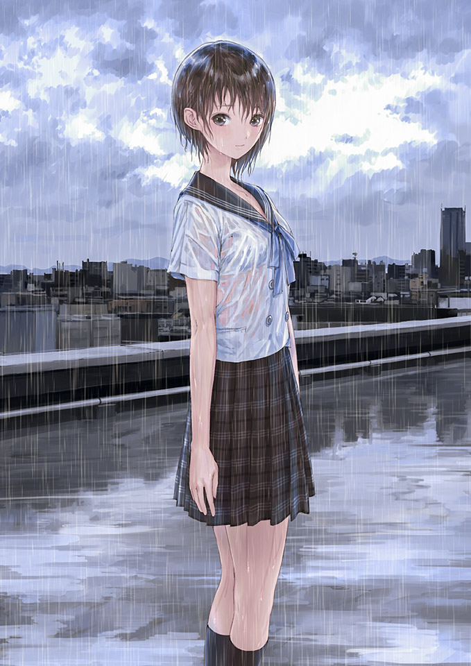 蓝色反射 (系列)、蓝色反射：幻舞少女之剑、白井日菜子 1名女孩 黑瞳 黑发 黑袜 胸罩