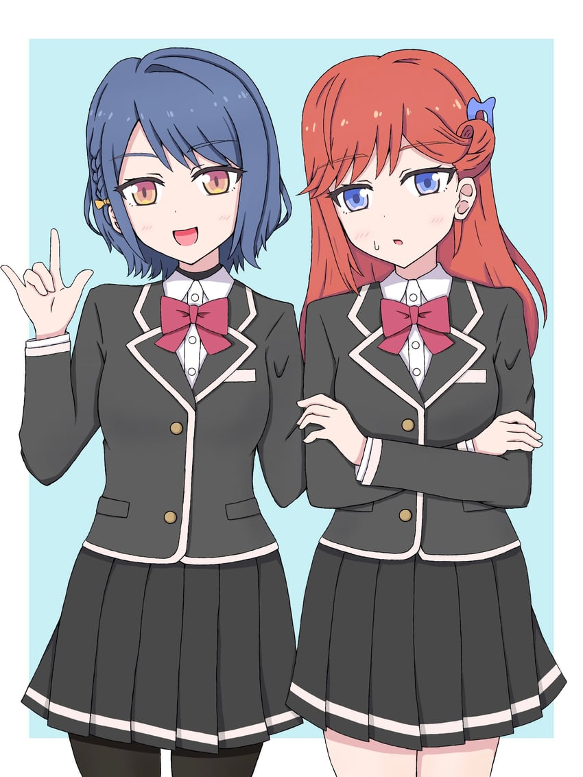Love Live!、Love Live! 莲之空女学院学园偶像部、Love Live! 莲之空女学院学园偶像俱乐部 繁花庭院派对 2名女孩 :D 黑色夹克 黑色连裤袜 黑色裙子