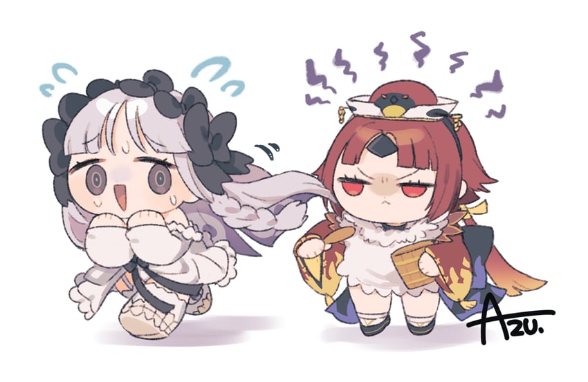Fate/Grand Order、Fate/strange Fake、Fate系列 2名女孩 鸟 鸟形帽子 黑色蝴蝶结 黑瞳