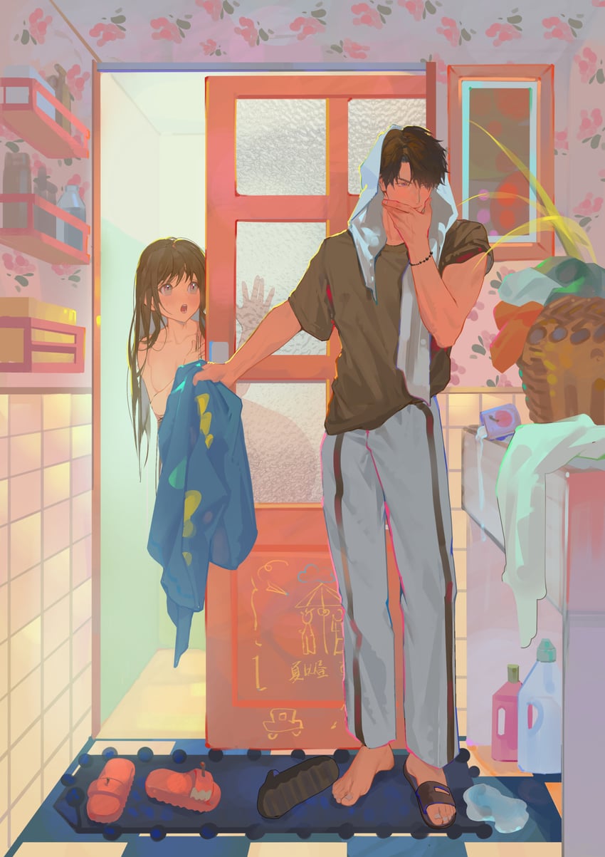 恋与深空、夏以昼 (恋与深空)、主角 (恋与深空) 黑凉鞋 手链 棕发 棕色衬衫 全身